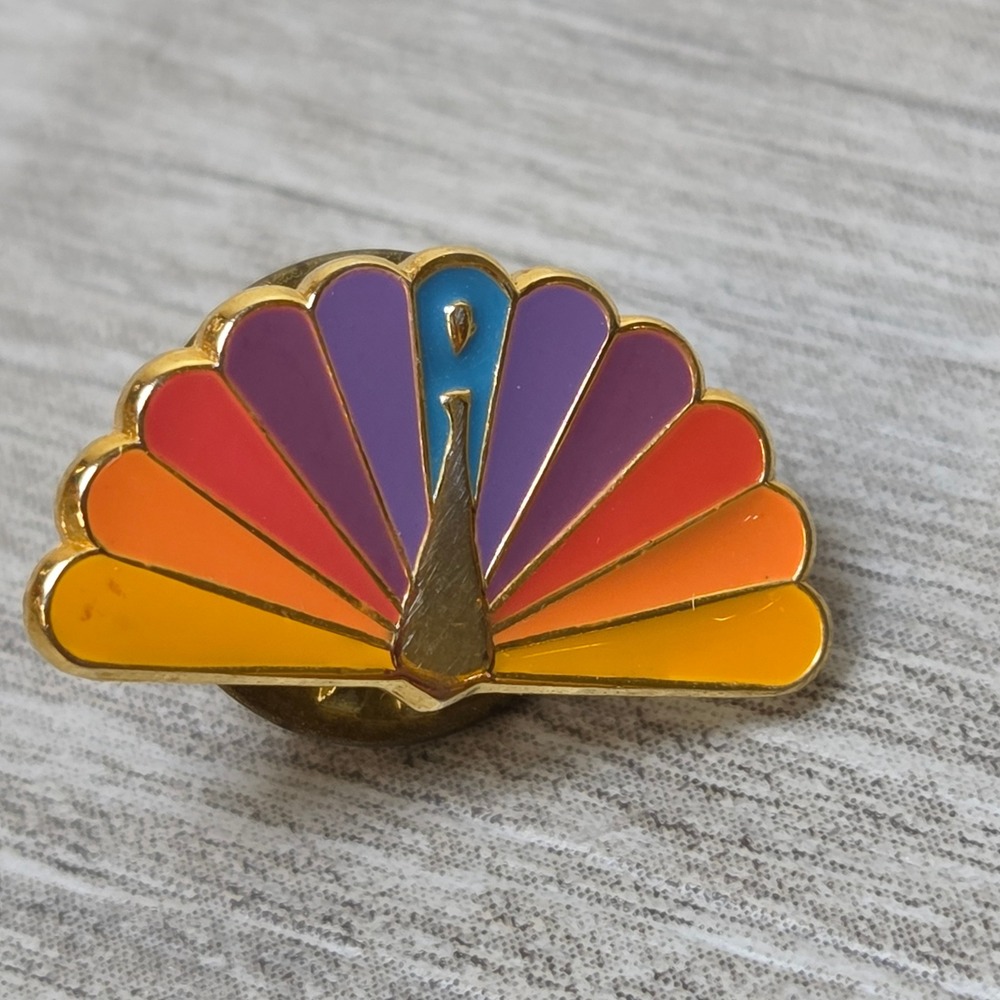 Vintage Retro NBC Peacock Pin Vintage Television Network Employee Logo